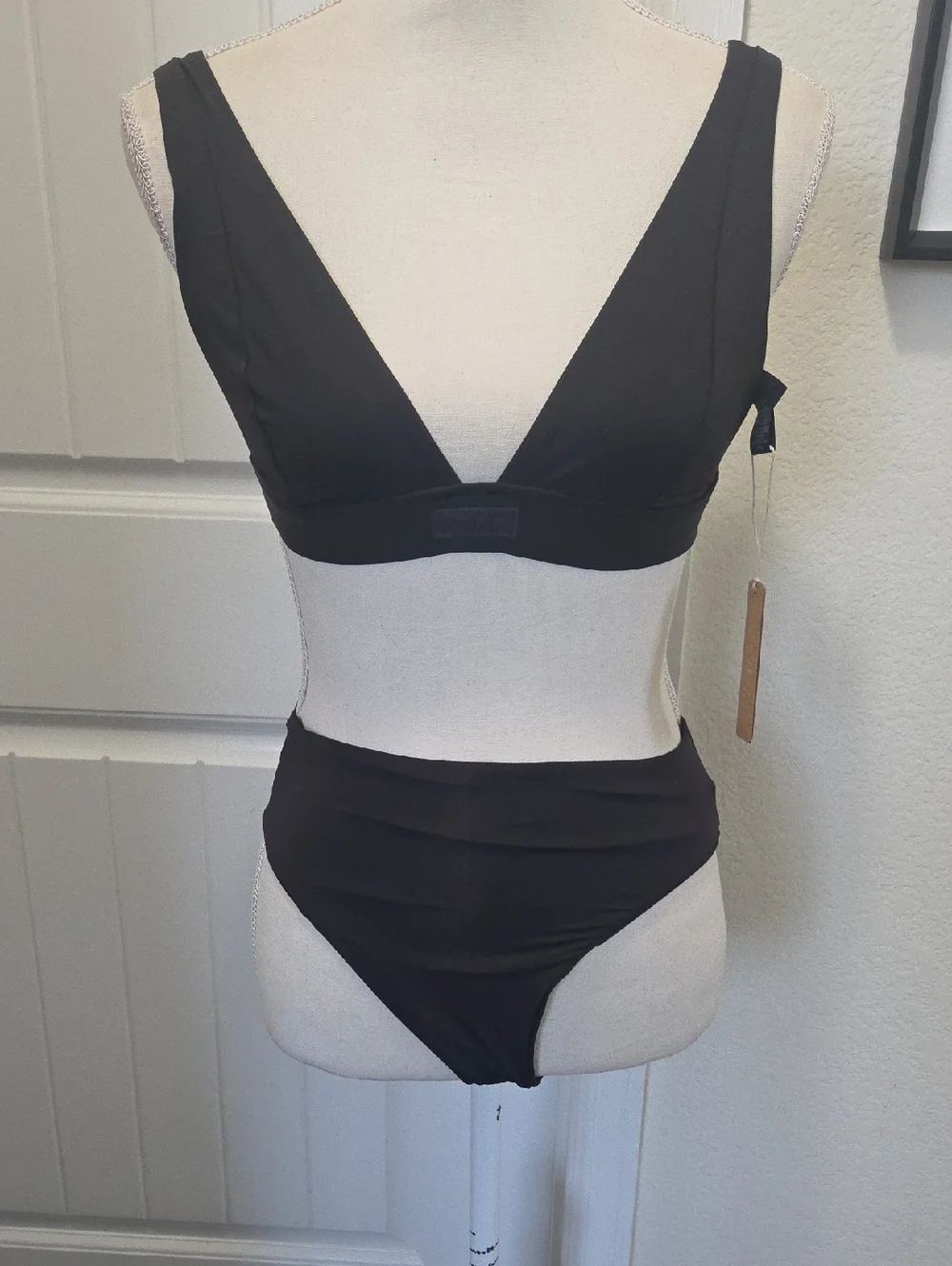 Skims Black V-Neck Bikini Set